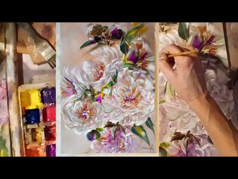 Видео: 🌸 Beautiful Flowers / Acrylic Painting / Красиви цветя / Акрилна картина