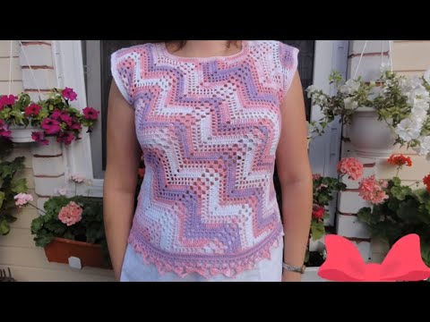 Видео: Летняя кофточка Диагональ на любой размер и возраст.