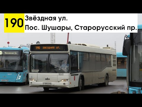 Видео: Автобус 190 "Пос. Шушары, Старорусский пр. - Звёздная ул." (старая трасса)