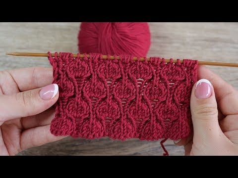 Видео: Узор спицами «Сердечки на резинке» | «Hearts in rib» Knitting pattern