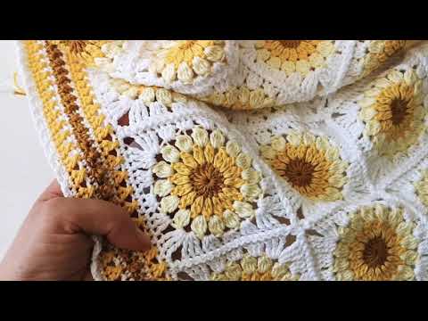 Видео: Слънчево бабино квадратче / Слънчогледи на една кука | Sunburst / Sunflower granny square tutorial