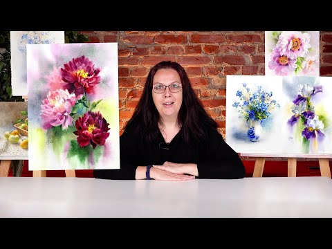 Видео: 🌸 Анастасия Беседина: Акварельный марафон "Цветочная феерия" в онлайн-школе рисования Артилайк