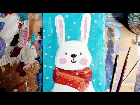 Видео: ЗАЙЧИК |В шарфе✌Рисуем красками🎈