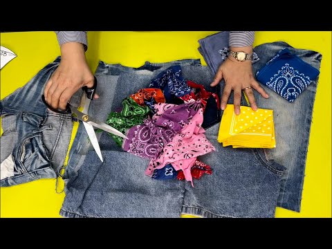 Видео: [DIY] Я сделаю крутой кусок из выброшенных носовых платков и кусков джинсов.