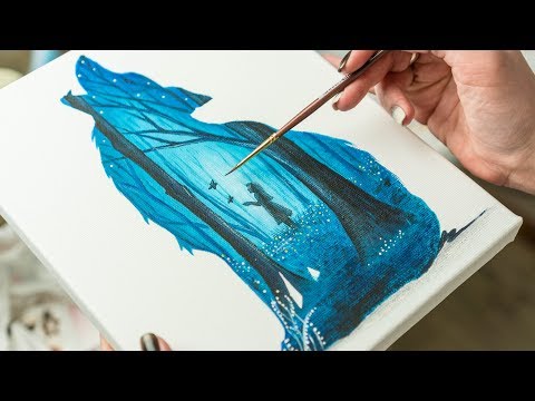 Видео: Мульти-экспозиция леса и маленькой девочки - Рисование акрилом / Homemade Illustration (4k)