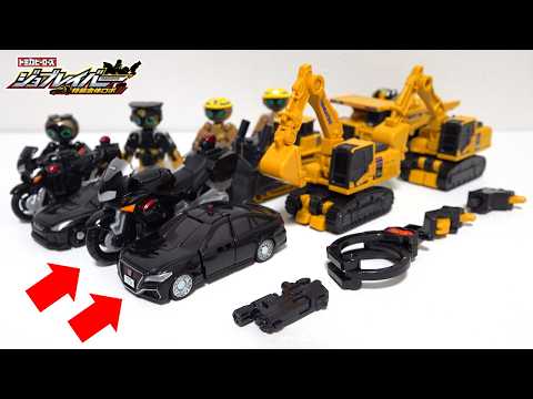 Видео: Замаскированная полицейская машина и чёрный мотоцикл объединяются, образуя робота! Экскаватор