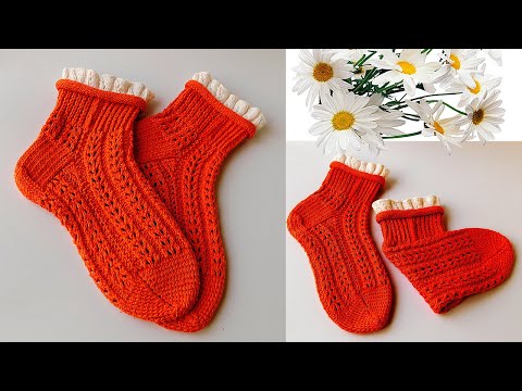 Видео: Без швов ажурные носки с укрепленной пяткой. #IrinaUs  #носки