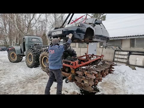 Видео: Трактор ДТ75 Болотный + ВАЗ 2112! Оно скоро поедет!