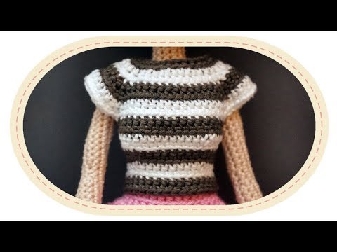 Видео: Вязаная футболка для куклы. Crochet t-shirt for a doll.