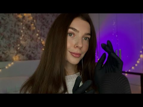 Видео: ASMR / звук перчаток, шёпот и звуки рта 🎧💭 / latex gloves, whisper & mouth sounds