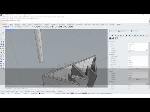 Видео: 4 урок по Rhinoceros, команды Tool: extend curve, scale 1D, linear array, boolean difference.