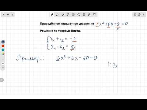 Видео: Приведённые квадратные уравнения + Теорема Виета