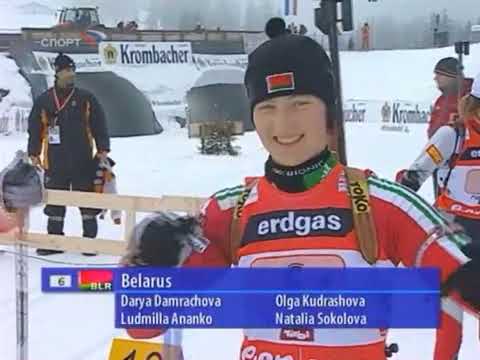 Видео: БИАТЛОН. КМ 2006-07. Хохфильцен (Австрия). Женщины. Эстафета 4 х 6 км. (Спорт). 17.12.2006.
