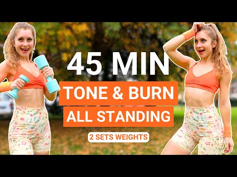 Видео: 45-МИНУТНАЯ ХОДЬБА И ТОНИЗАЦИЯ + ГАНТЕЛИ | 6000 шагов, сжигание жира во всем теле, тренировка с х...