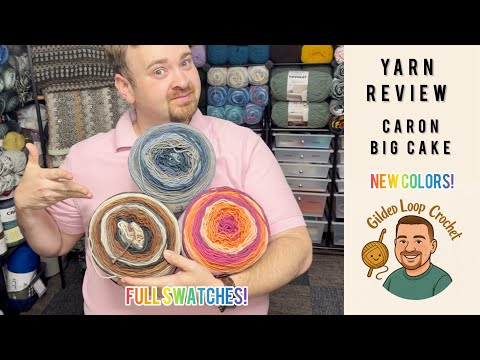 Видео: Обзор пряжи — Caron Big Cakes с образцами (персиковый, шоколадный и ночная ягода)