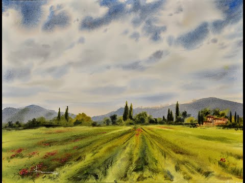 Видео: Тосканский пейзаж акварелью. Рисую и рассказываю/ Tuscan landscape in watercolor (tutorial in rus.)