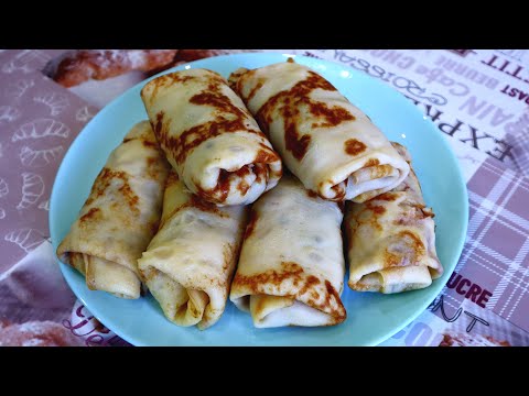 Видео: Блинчики с курицей и грибами