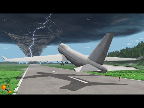 Видео: ПОСЛЕДНИЙ ВЗЛЁТ! САМОЛЕТ С ПАССАЖИРАМИ ПОПАЛ В ТОРНАДО | BeamNG.drive