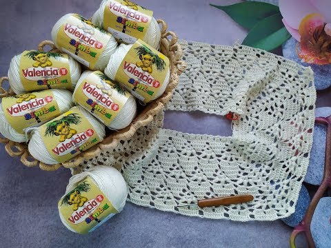 Видео: Ажурный джемпер крючком "Сrystal". Часть 2. Кокетка 4-8 ряды.