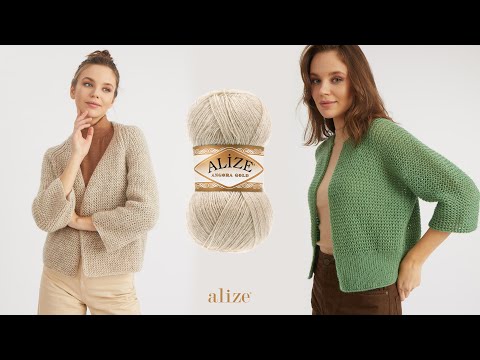 Видео: Кардиган Armor Stitch с Alize Angora Gold