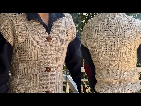 Видео: Будет модно 💥 Изготовление мужского жилета из мотивов, связанных крючком #вязание крючком #поделки