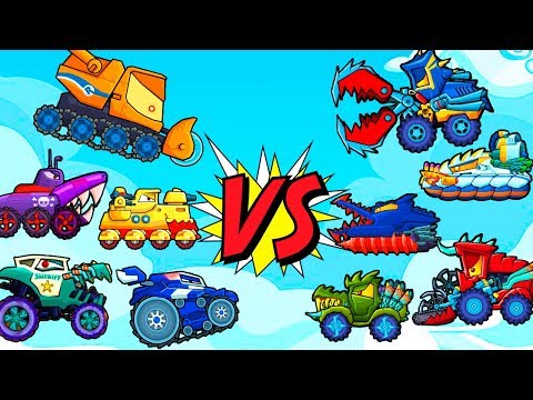 Видео: 5 хищных машин vs 5 хищных боссов из Car Eats Car 3 - схватка Злых и Добрых Тачек
