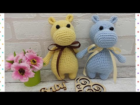 Видео: Игрушка-бегемотик вязаная крючком/toy hippo crochet/Spielzeug Nilpferd häkeln