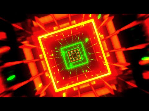 Видео: 🔷4K Заставка | Красно-зелёный Неоновый Квадратный Тоннель – Абстрактная Визуальная Петля (Без Звука)
