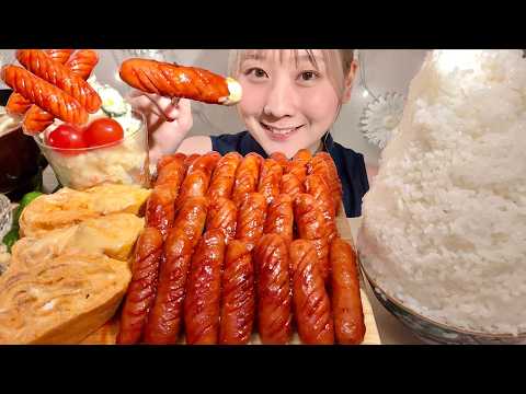 Видео: ASMR Сосиски с кетчупом Омлет с ментайко и сыром【русские субтитры】【Mukbang/ Eating Sounds】