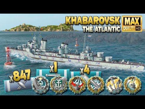 Видео: Эсминец Хабаровск: Хороший экшн на карте Атлантика - World of Warships