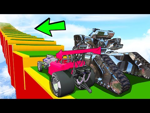 Видео: БИТВА ЧИТ ТАЧКИ ПРОТИВ ОГРОМНОГО РОБОТА НА СТУПЕНЬКАХ ЛЕСТНИЦЫ! ЭКСПЕРИМЕНТЫ ГТА 5!