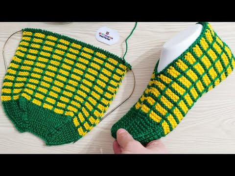 Видео: Модель вязаных прямоугольных носков - Примеры легких женских носков