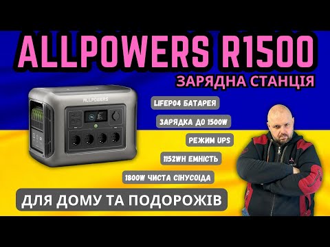 Видео: Портативна резервна електростанція ALLPOWERS R1500, 1800 Вт, 1152 Вт, акумулятор LiFeP04.