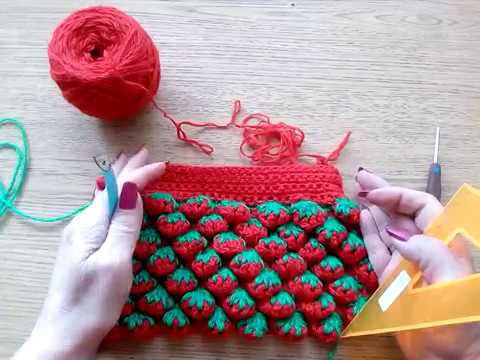 Видео: Косметичка крючком.Узором "Клубничка-земляничка.Урок 2.