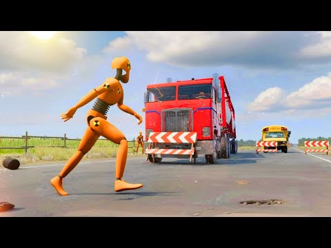 Видео: Аварии автобуса и грузовика в Beamng.drive - Кража грузовика