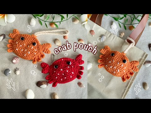 Видео: Вязаный крючком крабовый мешочек и подвеска на сумку 🦀 | Простой урок по вязанию крючком морского...