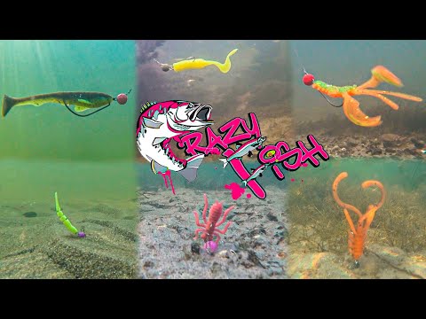 Видео: Силикон CRAZY FISH, игра приманок под водой. NIMBLE, POLARIS, VIBRO WORM...