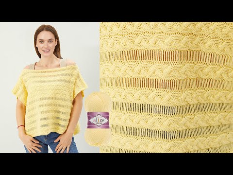 Видео: Cotton Gold ile Saç Örgüsü Bluz • Braid Knit Blouse • Блузка с Узором «Косичка»