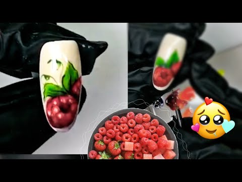 Видео: Сочная малина на ногтях | Летний вкусный дизайн 🤤