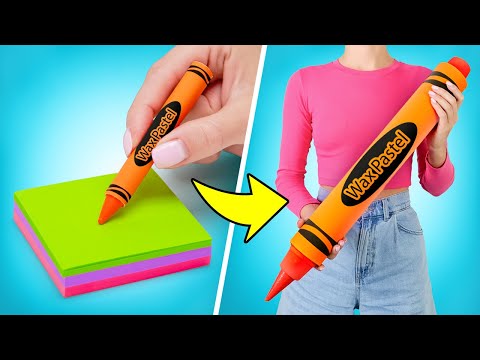 Видео: Мастерим ОГРОМНЫЕ канцелярские принадлежности!🖍️Большие мелки, фломастеры и многое другое!
