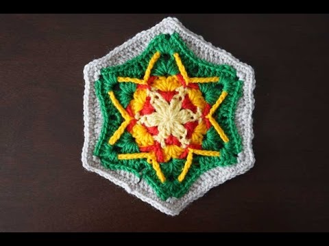 Видео: Шестиугольный мотив "Звезда" крючком / Crochet hexagon