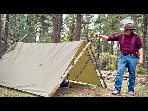 Видео: В одиночку в горах! Брезентовый тент, вкусные макароны с сыром!