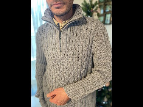 Видео: вяжем мужской свитер спицами МК часть первая