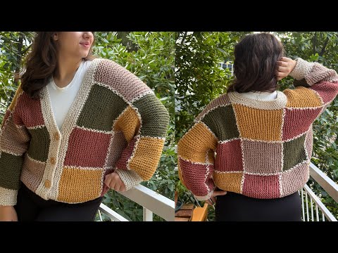 Видео: Легко✨Впечатляюще! Яркий Пэчворк Кроп Кардиган с Резинкой Гартер #knit #cardigan
