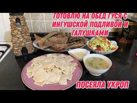 Видео: Готовлю на обед гуся с Ингушской подливой и галушками|Посеяла укроп