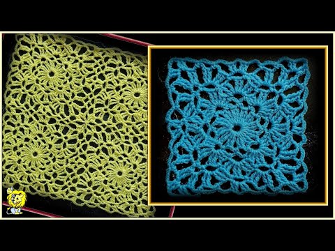 Видео: Квадратный ажурный мотив крючком