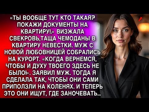 Видео: «ТЫ ТУТ КТО ТАКАЯ ПОКАЗЫВАЙ ДОКУМЕНТЫ!.» ВИЗЖАЛА СВЕКРОВЬ,ТАЩА ЧЕМОДАНЫ В КВАРТИРУ НЕВЕСТКИ...