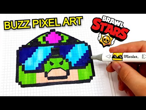 Видео: БАЗЗ из ИГРЫ BRAWL STARS РИСУНКИ ПО КЛЕТОЧКАМ -PIXEL ART