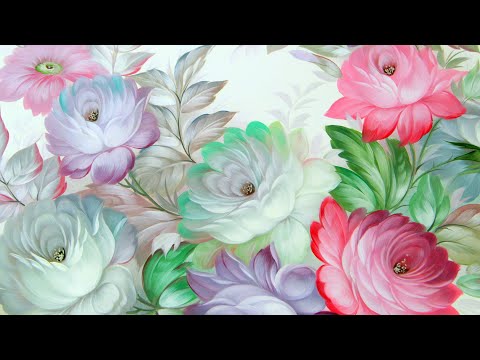 Видео: #Жостово . #Розы на белом. #Живопись маслом от Ларисы Гончаровой
