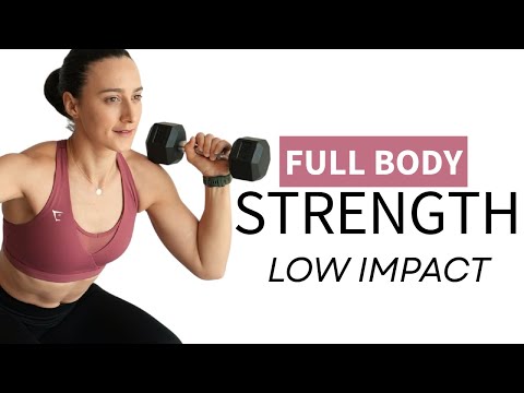 Видео: 30-минутная силовая тренировка на всё тело с отягощениями | Низкая ударная нагрузка, без прыжков,...